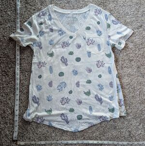 Awake White Tee with Cactus Print